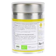 NATURAL DEFENSE Organic green Tea with Ginger Dose 70 Gramm - Linke Seite