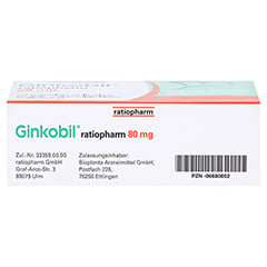 Ginkobil® ratiopharm 80mg mit Ginkgo biloba 120 Stück N3 - Unterseite