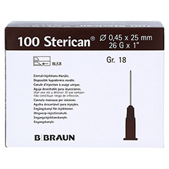 Sterican Kanle 0,45x25 mm Gr. 18 braun 100 Stck - Vorderseite