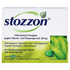 Stozzon Chlorophyll-Dragees gegen Mund- und Körpergeruch 100 Stück - Vorderseite