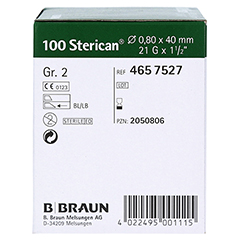 Sterican Kanle 0,80x40 mm Gr. 2 grn 100 Stck - Linke Seite