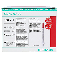 Omnican Insulinspritze 0,5 ml U40 mit integrierter Kanle 0,30x8 mm 100x1 Stck - Linke Seite