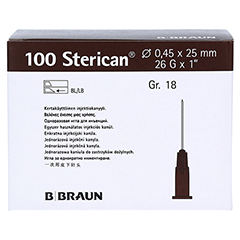 Sterican Kanle 0,45x25 mm Gr. 18 braun 100 Stck - Rckseite