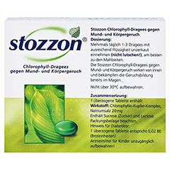 Stozzon Chlorophyll-Dragees gegen Mund- und Körpergeruch 100 Stück - Rückseite