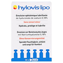 HYLOVIS lipo Augentropfen Einzeldosispipetten 30x0.4 Milliliter - Vorderseite