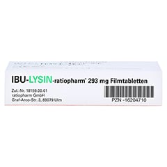 IBU-LYSIN-ratiopharm 293mg 20 Stück - Unterseite