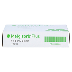 MELGISORB Plus Alginat Verband 5x5 cm steril 10 Stück - Unterseite