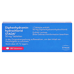 Diphenhydraminhydrochlorid STADA 50mg 20 Stck - Rckseite