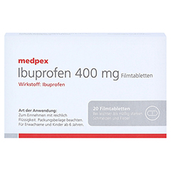 Ibuprofen medpex 400 mg Filmtabletten 20 Stück - Vorderseite