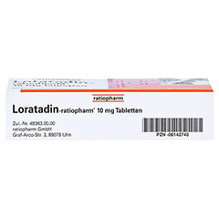 Loratadin-ratiopharm 10mg 20 Stck N1 - Unterseite