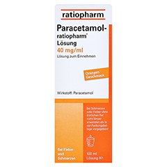 Paracetamol-ratiopharm 40mg/ml Lösung zum Einnehmen 100 Milliliter N1 - Vorderseite