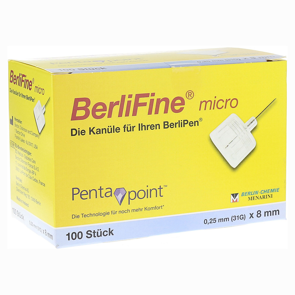 BERLIFINE micro Kanülen 0,25x8 mm 100 Stück