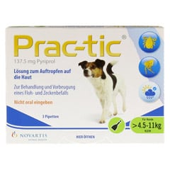 PRAC tic f.kleine Hunde 4,5-11 kg Einzeldosispip. 3 Stück - Vorderseite
