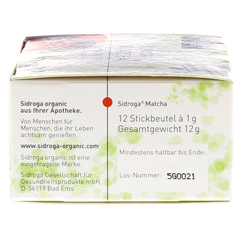 SIDROGA organic Matcha Tee Sticks 12 Stck - Linke Seite