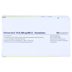Calcium-dura Vit D3 600mg/400 I.E. 120 Stück N3 - Oberseite