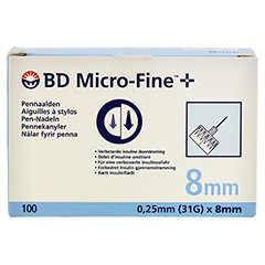BD MICRO-FINE+ Pen-Nadeln 0,25x8 mm 31 G 100 Stck - Vorderseite