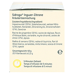 SIDROGA Wellness Ingwer-Zitrone Tee Filterbeutel 20x2.0 Gramm - Rechte Seite