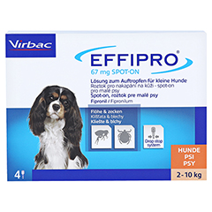 EFFIPRO 67 mg Pip.Lsg.z.Auftropf.f.kl.Hunde 4 Stck - Vorderseite