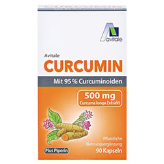 CURCUMIN 500 mg 95% Curcuminoide+Piperin Kapseln 90 Stck - Vorderseite