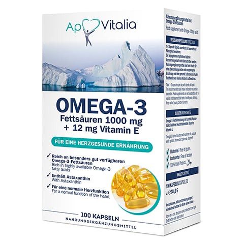 APOVITALIA Omega-3 Fettsuren 1000mg+12mg Vit.E 100 Stck