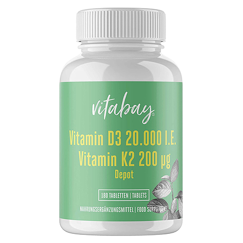 VITAMIN D3 DEPOT 20.000 I.E.+Vitamin K2 200 g Tab 180 Stck