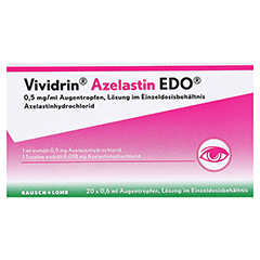 Vividrin Azelastin EDO 0,5mg/ml Augentropfen 20x0.6 Milliliter N2 - Vorderseite