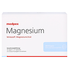 medpex Magnesium Dragees 40mg 200 Stück - Vorderseite
