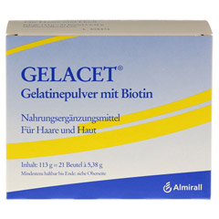 GELACET Gelatinepulver mit Biotin im Beutel 21 Stück - Vorderseite