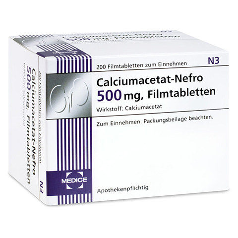 CALCIUMACETAT NEFRO 500 mg Filmtabletten 200 Stck N3