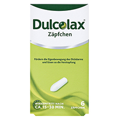 Dulcolax Zäpfchen 6 Stk.: Abführmittel bei Verstopfung mit Bisacodyl 6 Stück N1 - Vorderseite