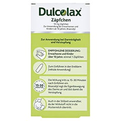 Dulcolax Zäpfchen 6 Stk.: Abführmittel bei Verstopfung mit Bisacodyl 6 Stück N1 - Rückseite