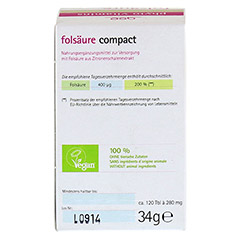 GSE Folsäure Compact Bio Tabletten 120 Stück - Rückseite