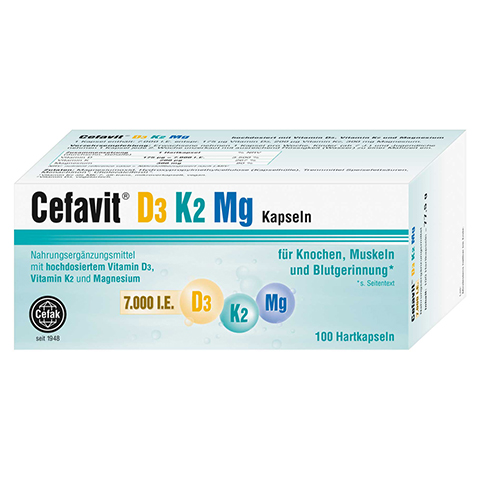 CEFAVIT D3 K2 Mg 7.000 I.E. Hartkapseln 100 Stck