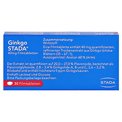 Ginkgo STADA 40mg 30 Stck N1 - Rckseite