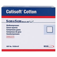 CUTISOFT Cotton Kompr.5x5 cm steril 12fach 25x2 Stück - Vorderseite