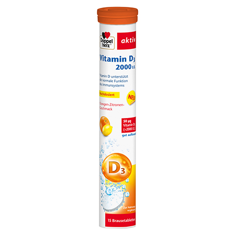 DOPPELHERZ Vitamin D3 2000 I.E. Brausetabletten 15 Stück