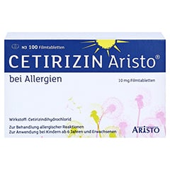 Cetirizin Aristo bei Allergien 10mg 100 Stück N3 - Vorderseite