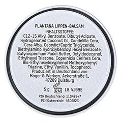 Plantana Lippen-balsam 5 Gramm - Rückseite