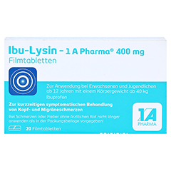 Ibu-Lysin 1A Pharma 400mg 20 Stück - Vorderseite