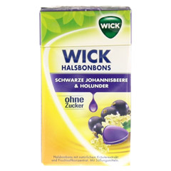 WICK schw.Johannisb.& Holunder Bonbons o.Zucker 46 Gramm - Vorderseite