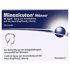 MINOXICUTAN Männer 50 mg/ml Spray 3x60 Milliliter - Vorderseite