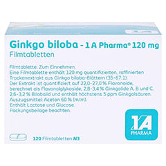 Ginkgo biloba-1A Pharma 120mg 120 Stck N3 - Oberseite