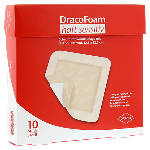 DRACOFOAM Haft sensitiv Schaumst.Wund.12,5x12,5 cm 10 Stck