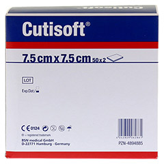 CUTISOFT Vlieskompressen 7,5x7,5 cm steril 50x2 Stück - Rückseite