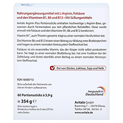 ARGININ PLUS Vitamin B1+B6+B12+Folsure Sticks 60x5.9 Gramm - Rckseite