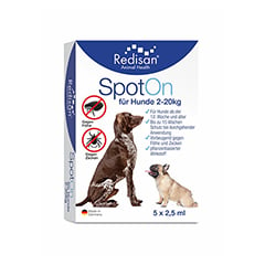 REDISAN Spot-on gegen Zecken+Flhe f.Hunde 2-20 kg 5x2.5 Milliliter
