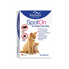 REDISAN Spot-on gegen Zecken+Flhe f.Katze bis 8kg 5x2 Milliliter