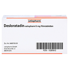 Desloratadin-ratiopharm 5mg 100 Stck N3 - Unterseite