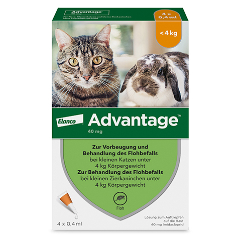 ADVANTAGE 40 mg Lösung kleine Katzen/Zierkaninchen 4x0.4 Milliliter
