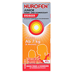 Nurofen Junior Fieber- & Schmerzsaft Erdbeer 40 mg/ml 100 Milliliter N1 - Vorderseite